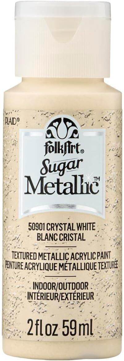 FolkArt Sugar Metallic Acrylic Craft Paint, Crystal White 2 fl oz Textured Paint for Indoor and O... | Amazon (US)