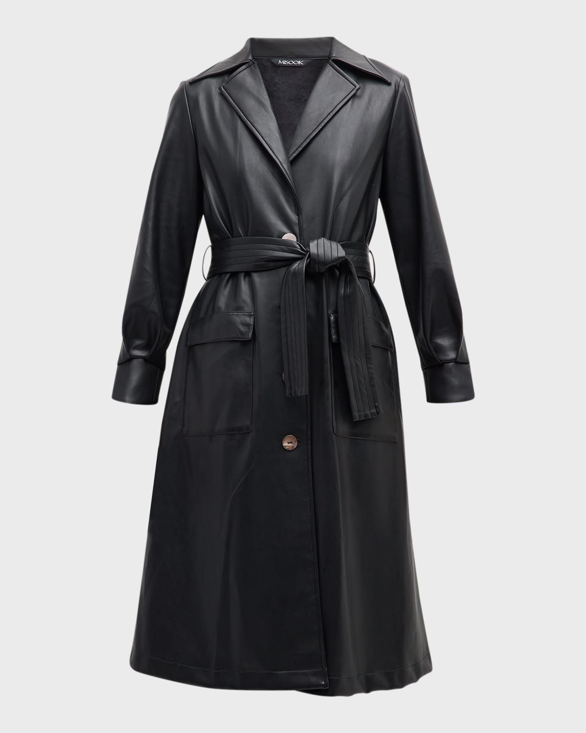 Belted Vegan Leather Trench Coat | Neiman Marcus