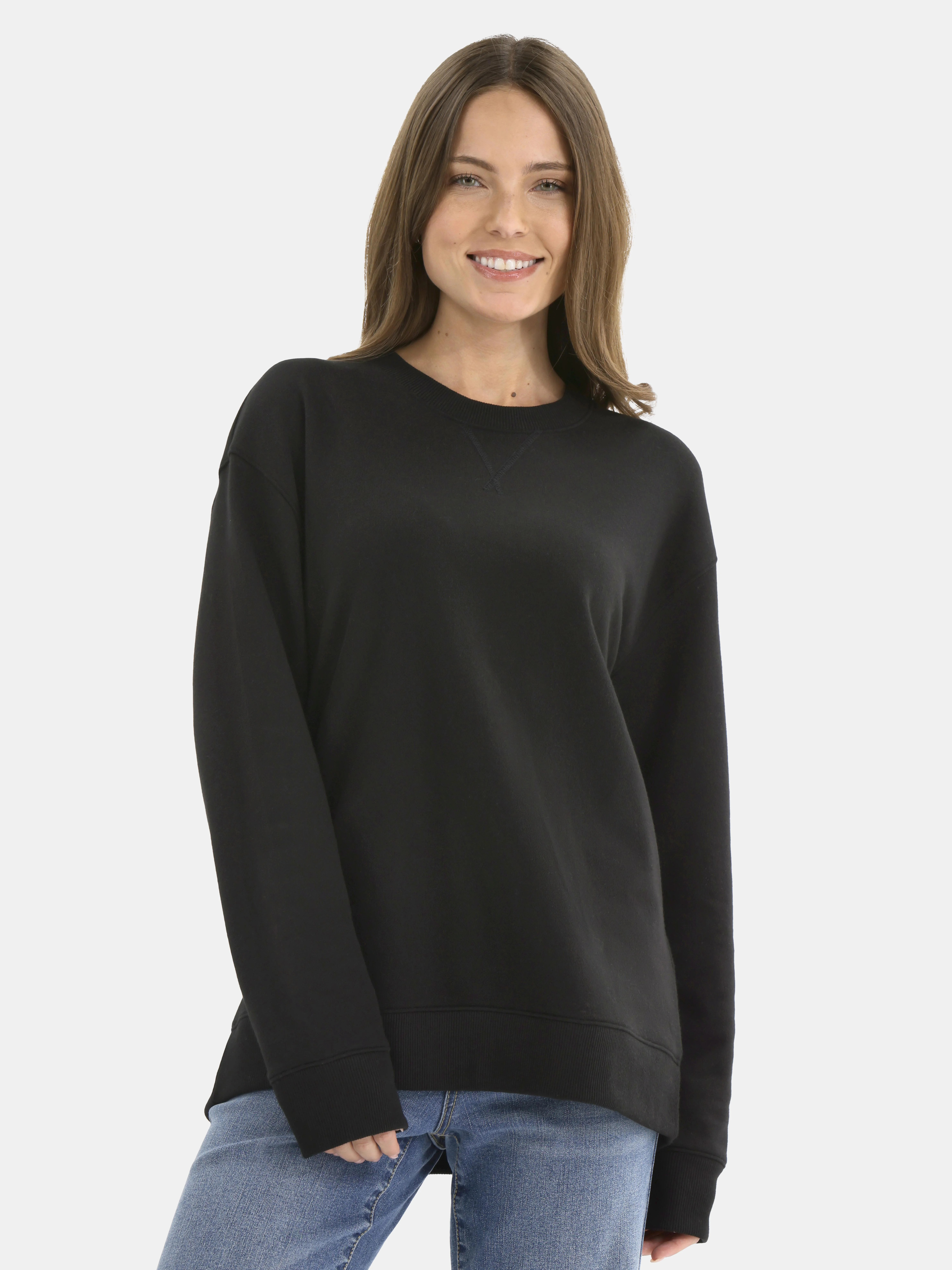 Time and Tru Women's and Women's Plus Crewneck Sweatshirt with Long Sleeves, Sizes XS-4X | Walmart (US)