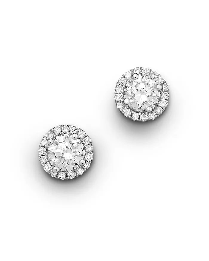 Halo Diamond Stud Earrings in 14K White Gold, 0.30 ct. t.w. - 1.0 ct. t.w. - 100% Exclusive | Bloomingdale's (US)