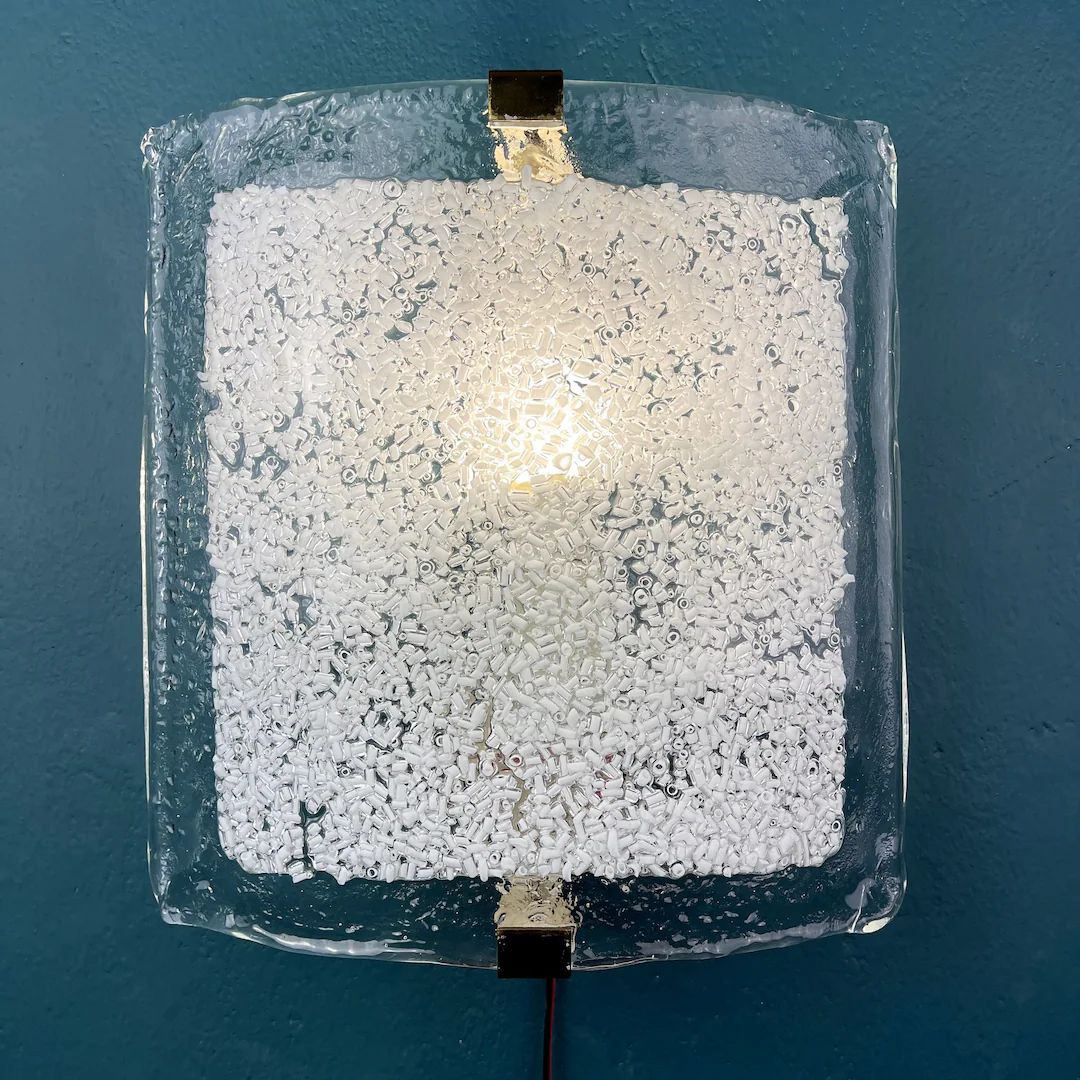 Vintage white murano glass wall lamp Italy 1950s Mid-century italian sconce | Etsy (US)