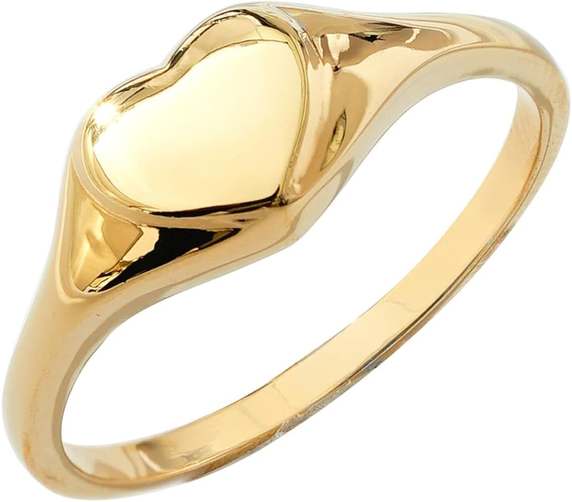 Amazon Essentials 14K Plated Sterling Silver Round Signet Ring | Amazon (US)