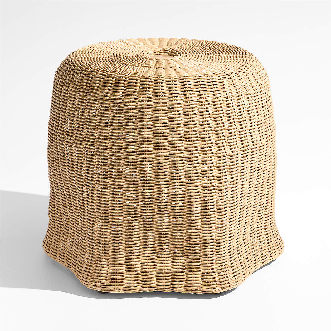 The Felix Wicker Outdoor Umbrella Side Table by Jake Arnold | Crate & Barrel | Crate & Barrel
