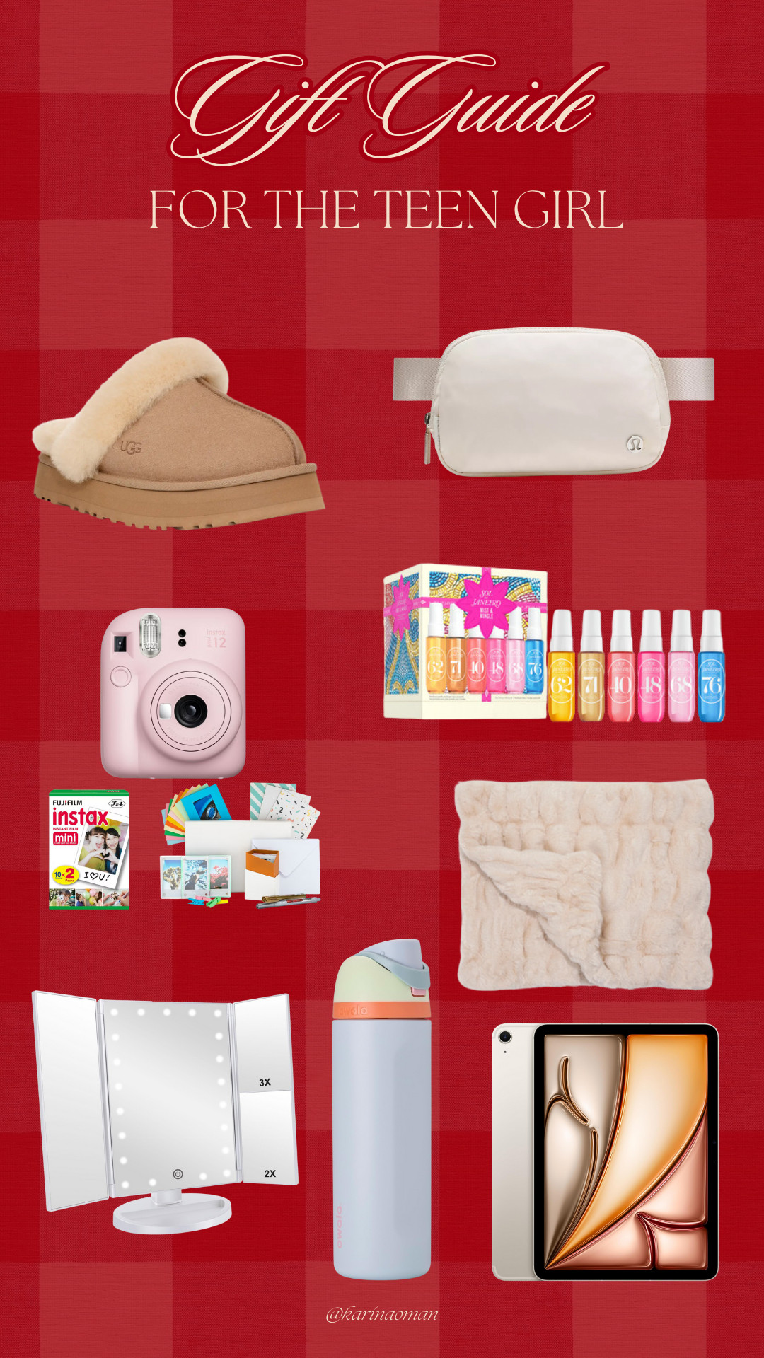 With a little help from my 14 year old niece, here’s the ultimate gift guide for teen girls 🎀✨

We pulled together her top favorites + most-wanted items this year: iPad Air, Lola Blanket, UGG slippers, Lululemon Everywhere Belt Bag, Fujifilm camera, Sol de Janeiro body mist, and a glam makeup mirror.

Perfect for holiday gifting, stocking stuffers, or last-minute ideas!

#LTKHoliday #LTKGiftGuide #GiftGuideForTeenGirls #TeenGirlGifts #HolidayGifts2025 #UGGSlippers #LululemonBeltBag #SolDeJaneiro #TeenChristmasGifts #LTKFinds #GiftGuide #TeenGiftGuide 

 #LTKGiftGuide #LTKHoliday #LTKSeasonal