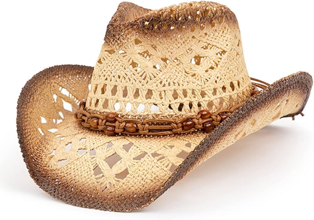 Straw Cowboy Hat for Women and Men with Shape-It Brim, Western Cowboy Hat | Amazon (US)