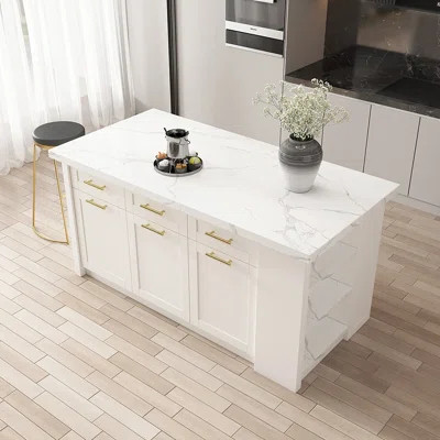 Kitchen Island with Manufactured Wood Top and Storage Modern Kitchen Cabinet | Wayfair North America