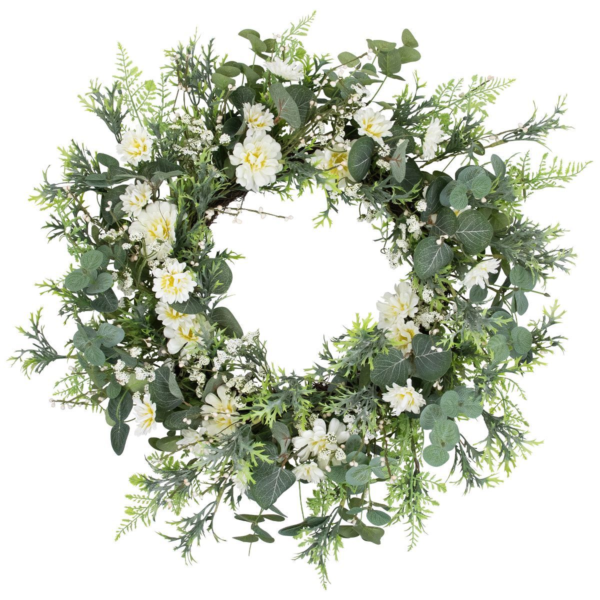 Northlight Fern and Eucalyptus Floral Spring Wreath - 24" | Target