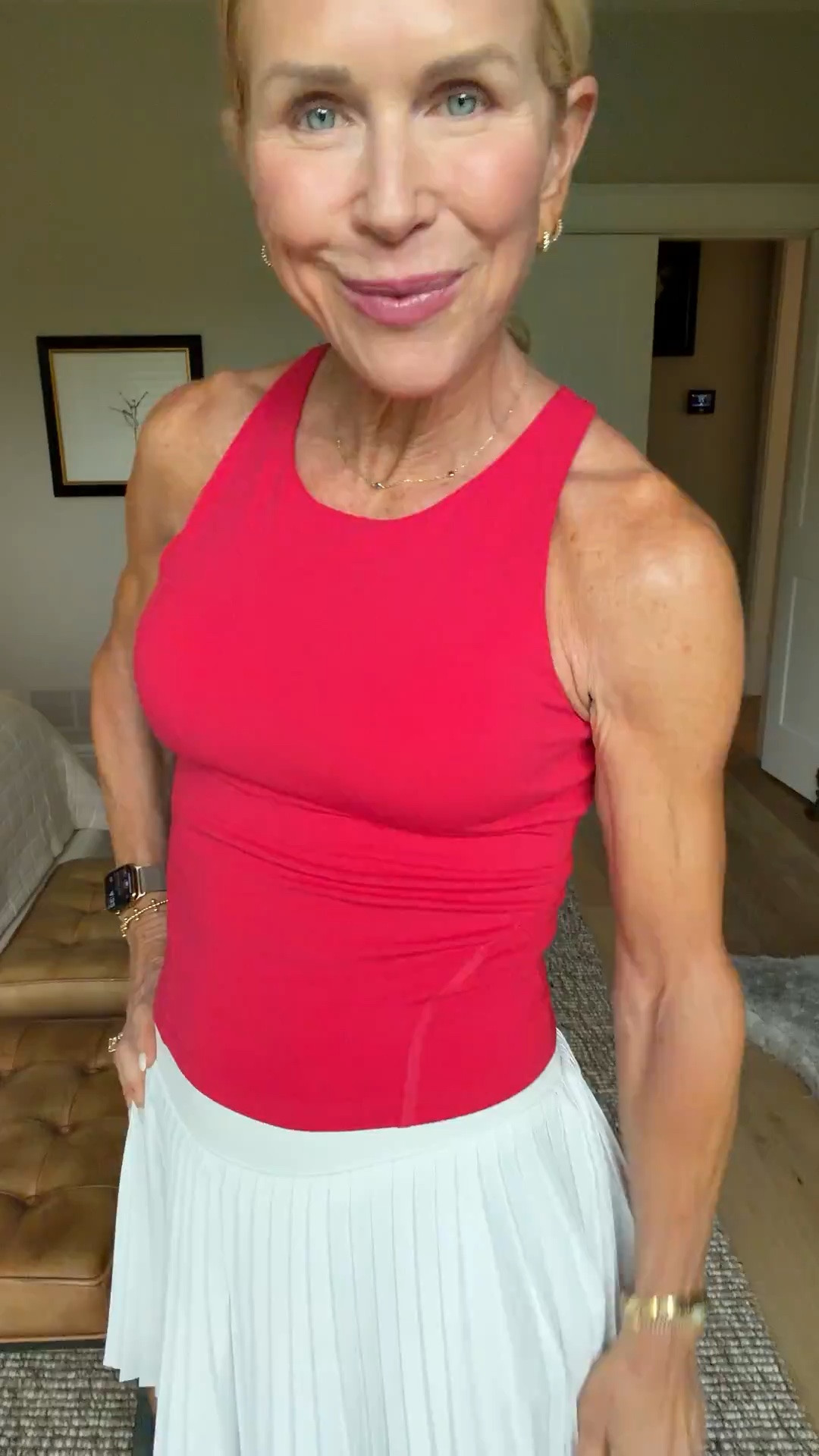 Love this high neck longer tank. Size up if you wanted a little looser.
This pleated skirt is also amazing high waisted with shorts underneath not too short!!!

#LTKfitnessgoals #LTKmorningroutine #LTKgrwm