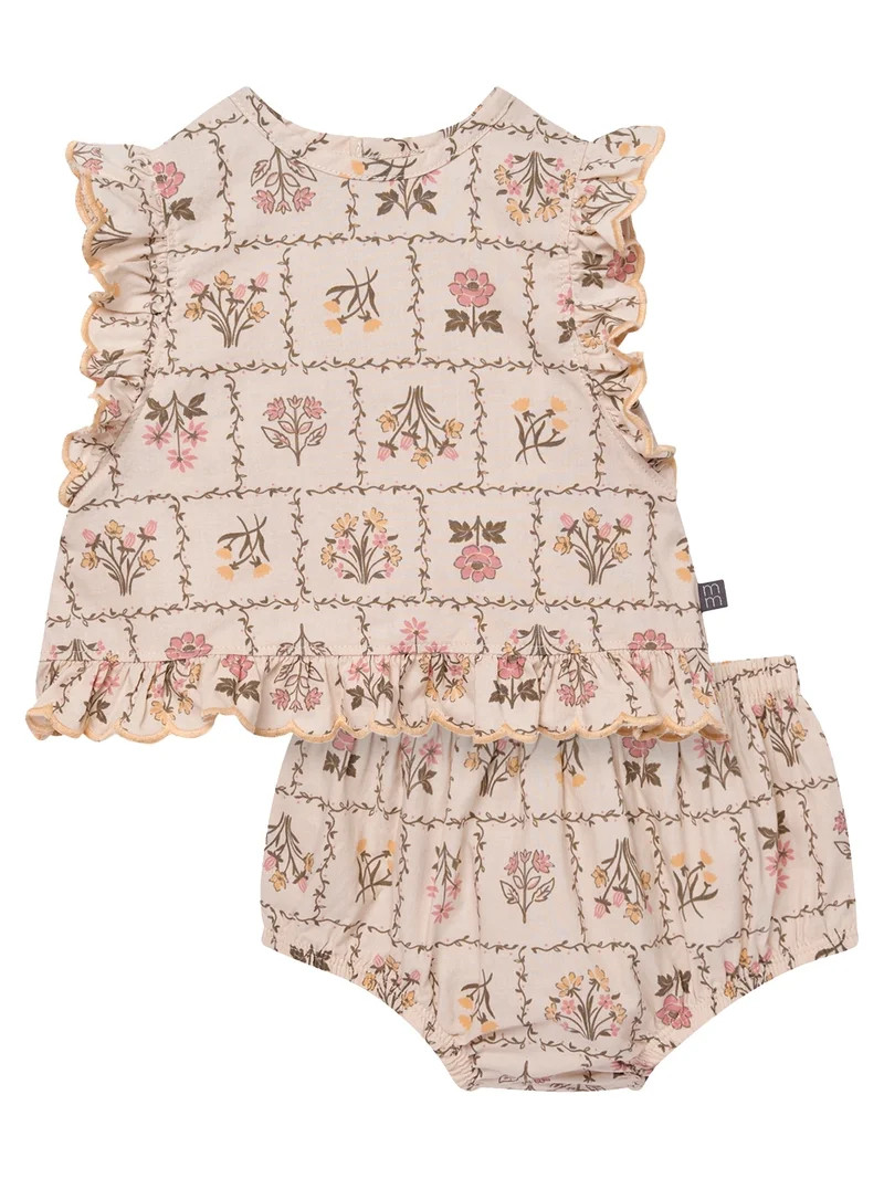 Modern Moments by Gerber Baby Girl Bloomer Outfit Set, 2-Piece, Sizes 0/3 Months - 24 Months | Walmart (US)