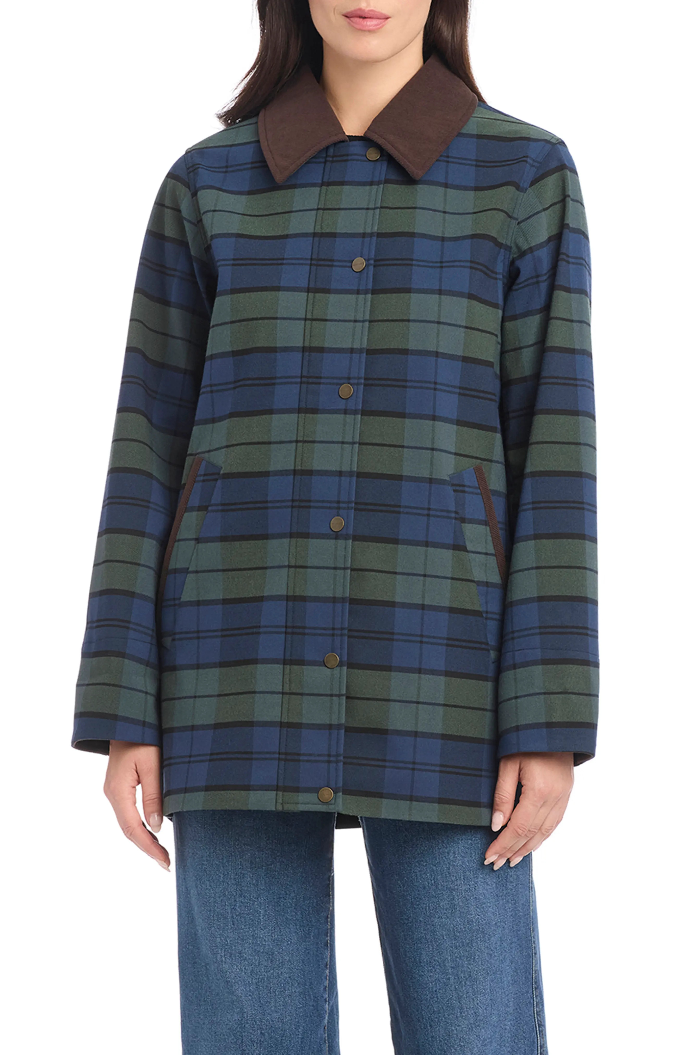 Sanctuary Plaid Water Resistant Rain Jacket (Women) | Nordstrom | Nordstrom