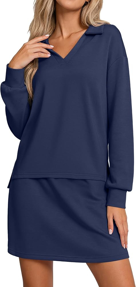 Casly Lamiit Two Piece Sets for Women 2024 Casual Tracksuit Sweatshirt Skorts Matching Set Lounge... | Amazon (US)