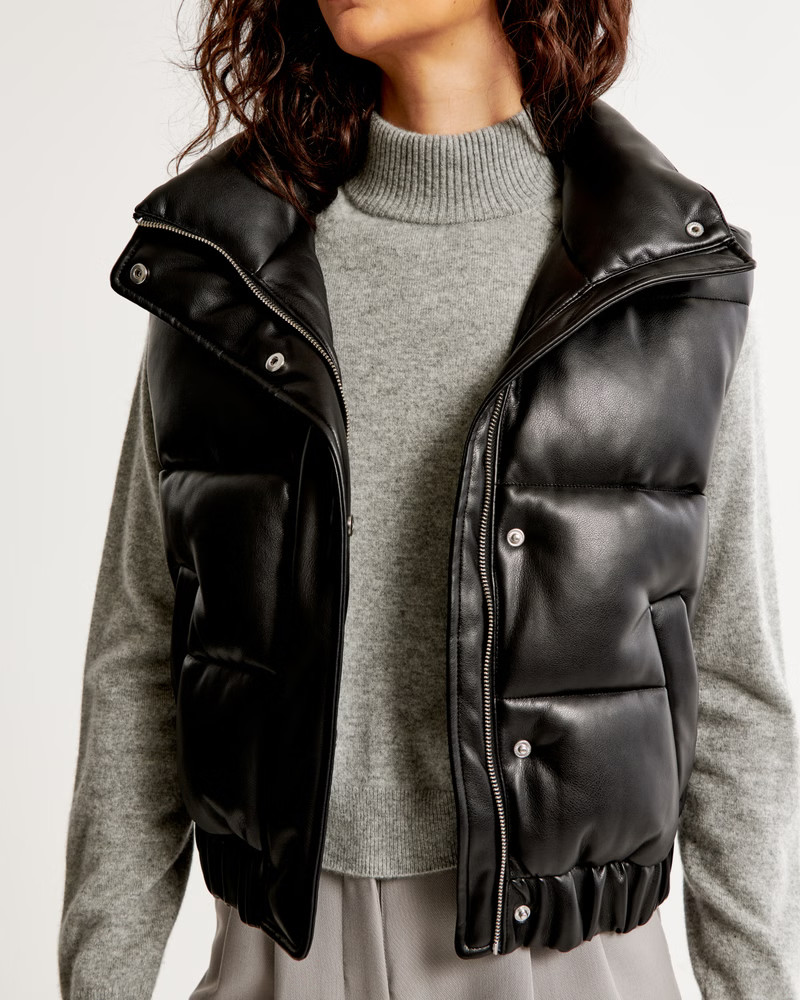 Women's Vegan Leather Ultra Puffer Vest | Women's Up To 30% Off Select Styles | Abercrombie.com | Abercrombie & Fitch (US)