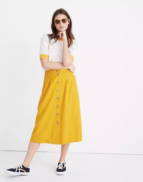Patio Button-Front Midi Skirt | Madewell