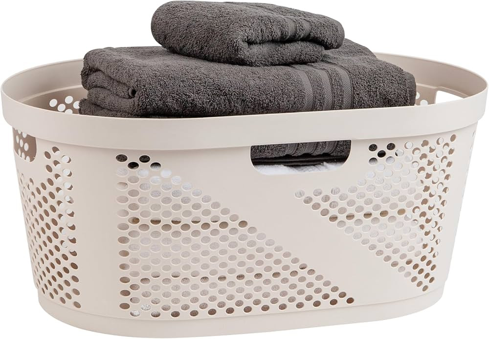 Mind Reader 40L Laundry Basket, Clothes Hamper, Wicker Design, Plastic, 23"L x 14.5"W x 10.5"H, I... | Amazon (US)