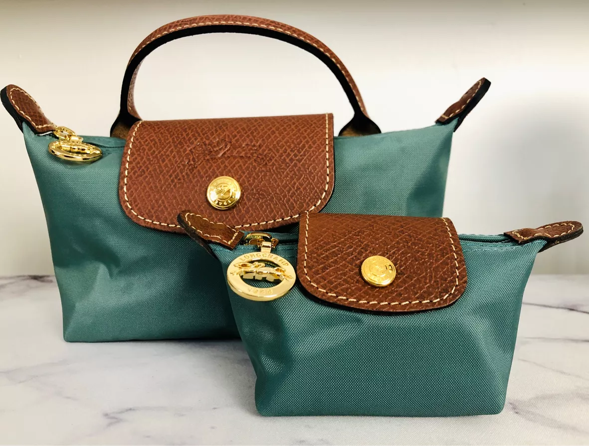 Preloved Longchamp Mini Green Pouch With Handle Women Handbag 