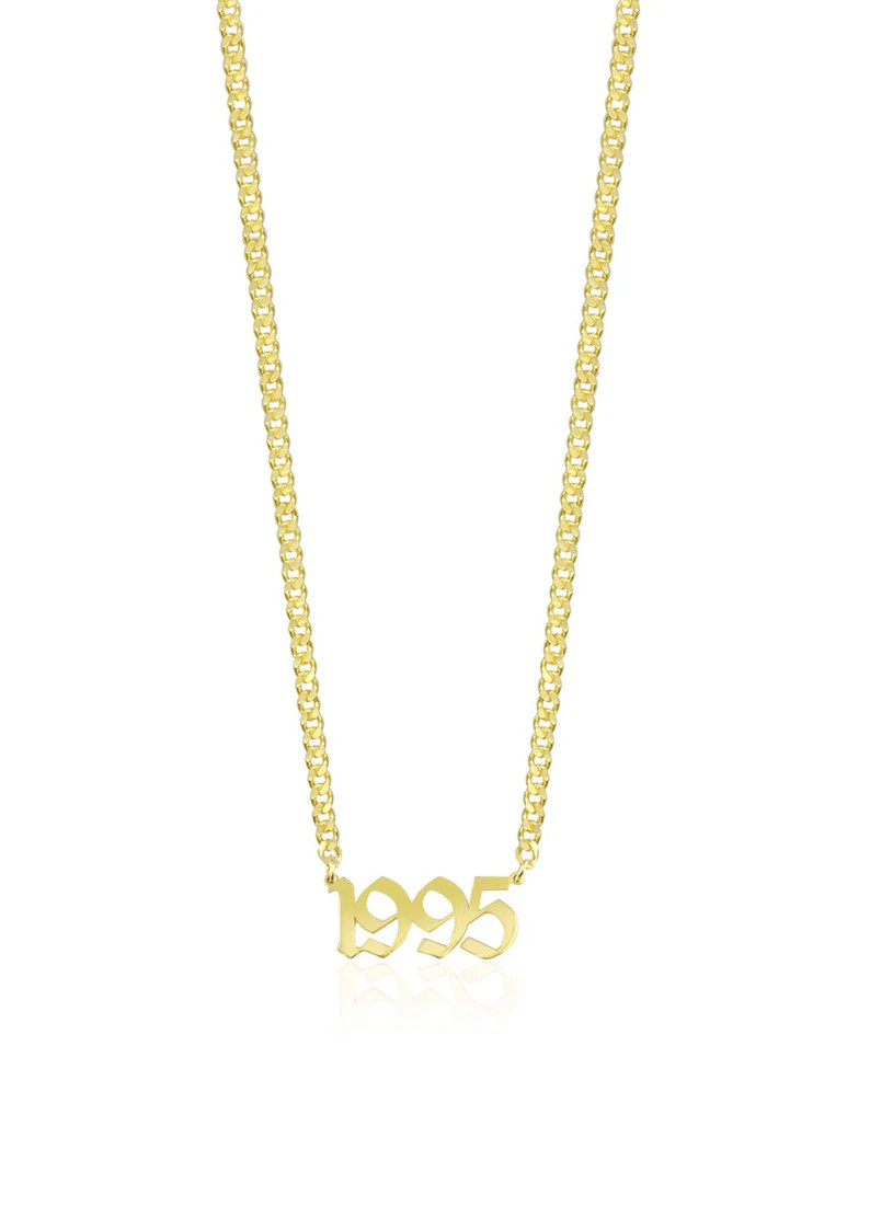 Year necklace - Gold name necklace - Gothic Year Necklace  - Date necklace - Mother's Day Gift - ... | Etsy (US)