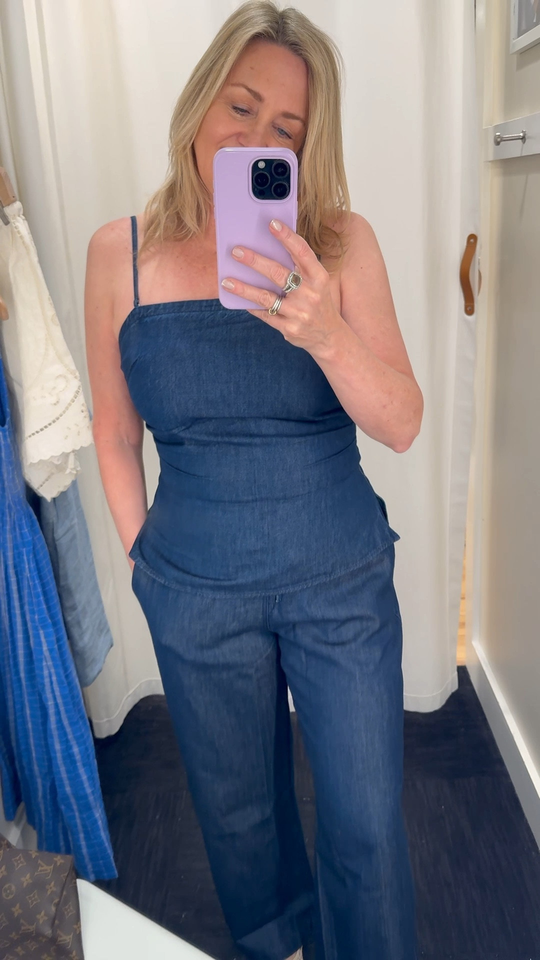 Spring outfit, Pull-on pants and ruched top in a lightweight denim

#LTKxMadewell #LTKMidsize #LTKSeasonal