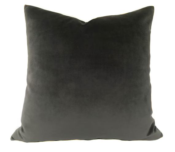 Gray pillow cover, Gray throw pillow, Velvet pillow, Decorative pillow, Couch pillow, Sham, Lumba... | Etsy (US)