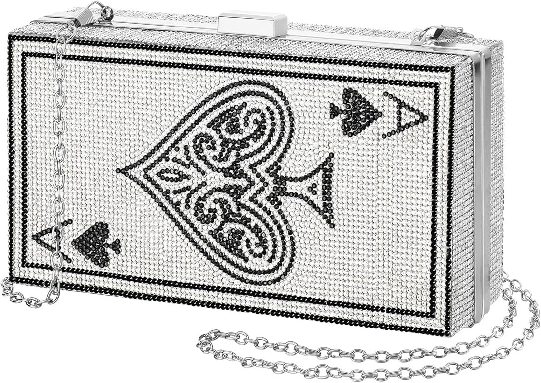 Poker Card Queen Evening Bags and Clutches Ace of Spades Bling Rhinestone Women Evening Handbags ... | Amazon (US)