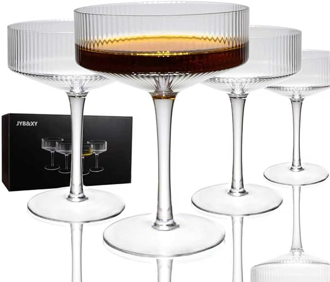 JYB&XY Martini Glasses Set of 4 | 9 oz Coupe Glass Classic Cocktail Glassware Hand Blown Premium ... | Amazon (US)