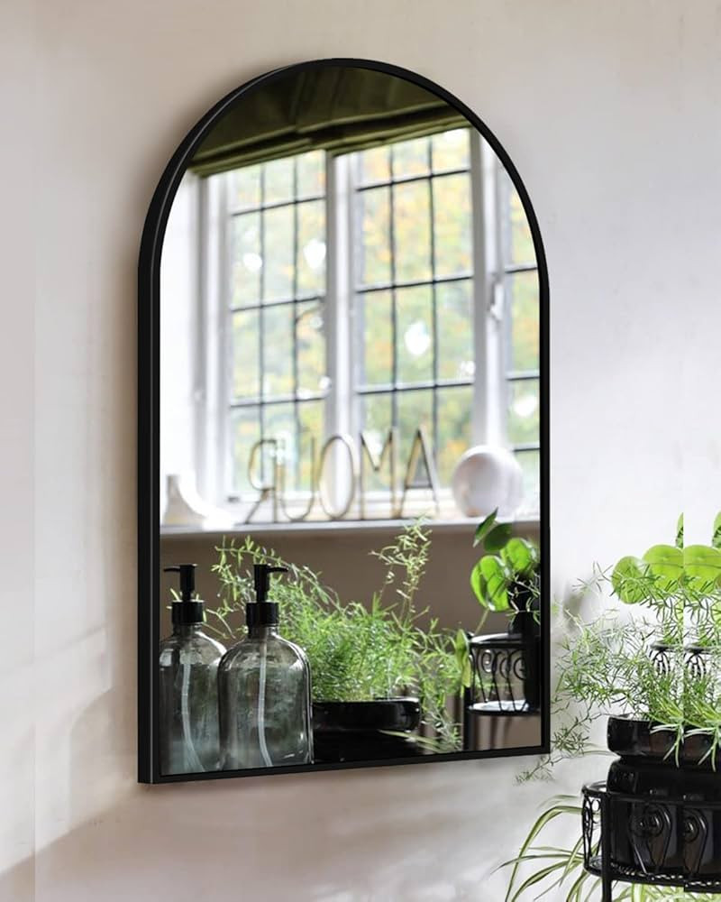 OGCAU 24 x 42 Inch Black Mirror Wall Mirror for Bathroom, Black Metal Frame, Arched Wall Mounted ... | Amazon (US)