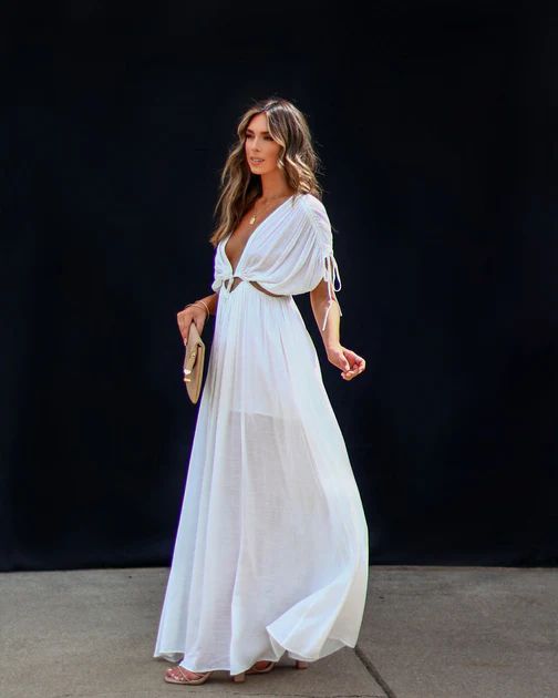 Rue Wide Sleeve Maxi Dress - White | VICI Collection