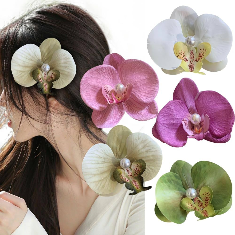 Amazon.com : 5Pcs Orchid Flower Hair Clip Orchid Hairpin French Vintage Phalaenopsis Flower Hairp... | Amazon (US)