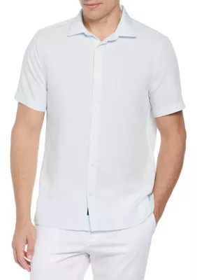 Perry Ellis Men's Short Sleeve Cotton Viscose Dobby Shirt, Large | Belk