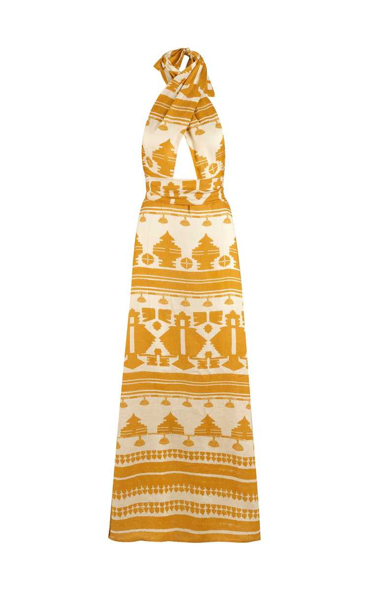 Facundo Printed Linen Maxi Halter Dress | Moda Operandi (Global)