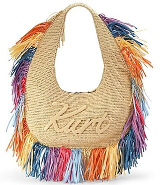 Kurt Geiger London Kurt Large Woven Rainbow Fringe Hobo Bag - Beige | Dillard's