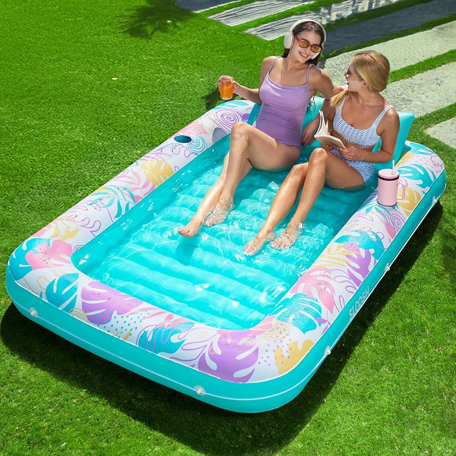 SLOOSH Inflatable Tanning Pool Lounger Float, 85" x 57" Pool Floats Adult with Pillow, 4 in 1 Sun... | Amazon (US)