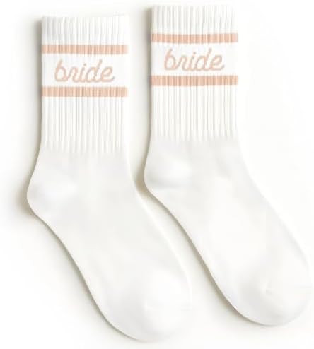 xo, Fetti Bride Socks, White + Tan | Bride To Be Gift, Bachelorette Party Favor, Bach Party Decor... | Amazon (US)