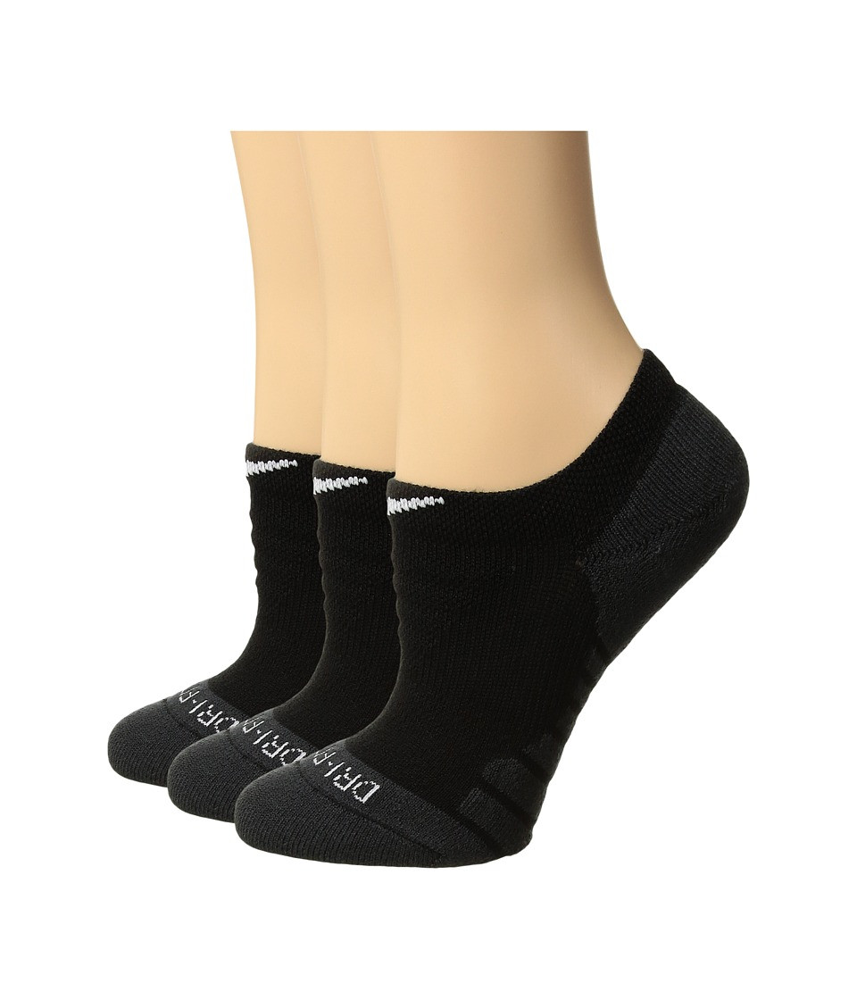 Nike - Dry Cushion No Show Tab Training Socks 3-Pair Pack (Black/Anthracite/White) Women's No Show Socks Shoes | Zappos