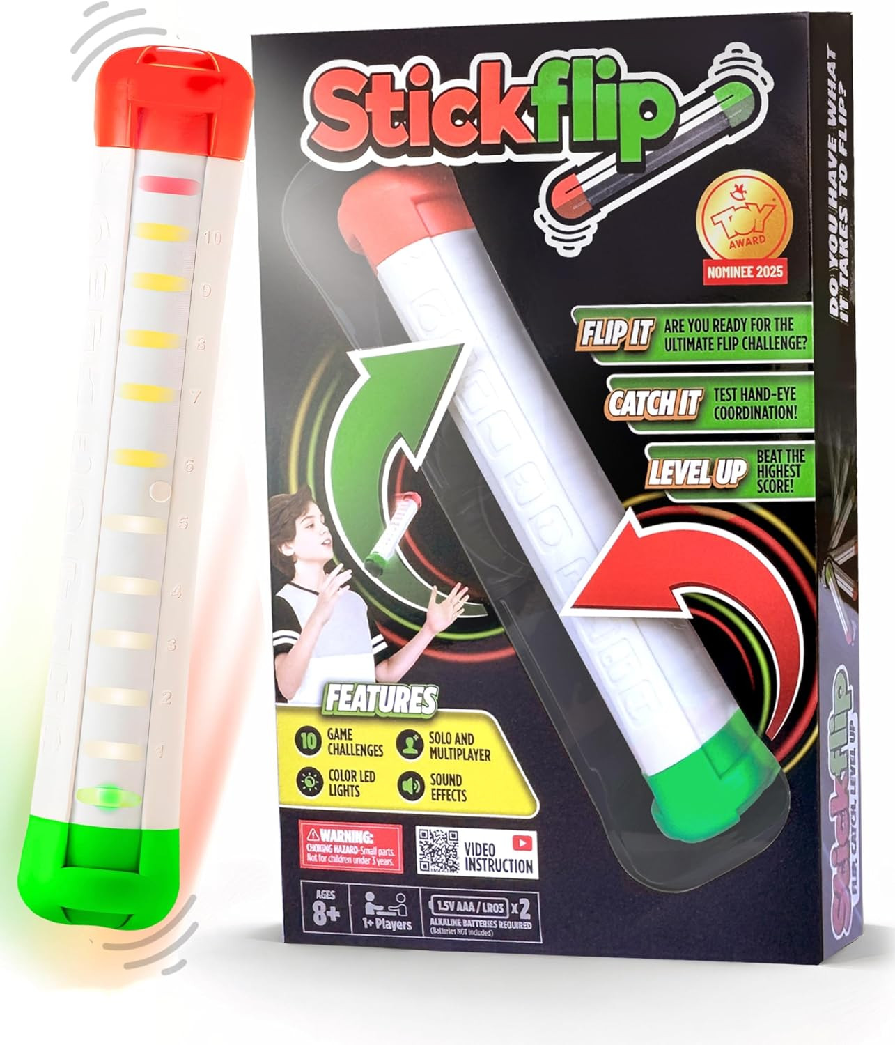How Many Flips can You Throw? Stickflip Electronic Flip Challenge Game | Auto-Counting Skill Toy for Kids, Teens & Adults | 10 Games Each with a High Score to Beat | Fun Gift & Party Game Ages 8+ | Amazon (US)