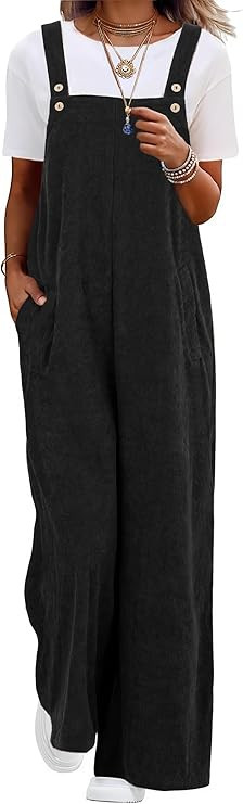 Lepunuo Womens Corduroy Casual Jumpsuits Adjustable Summer Wide Leg Rompers Sleeveless Overalls w... | Amazon (US)