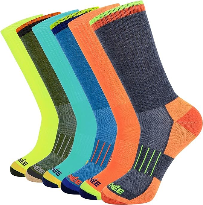 JOYNÉE Mens Athletic Crew Cushion Socks for Running and Workout 6 Pack,Multicolor,Sock Size:10-1... | Amazon (US)