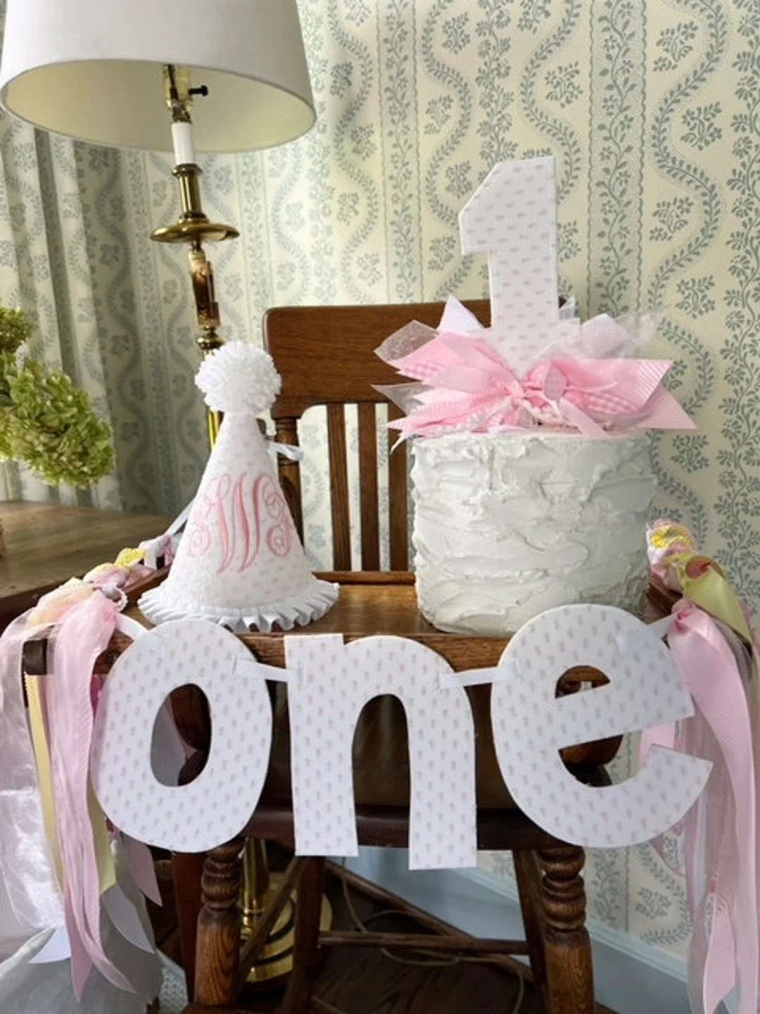 Pink Swiss Dot ONE Banner and Birthday Hat - Etsy | Etsy (US)