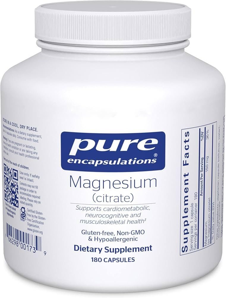 Pure Encapsulations Magnesium (Citrate) - Supplement for Sleep, Heart Health, Cognitive Health, B... | Amazon (US)