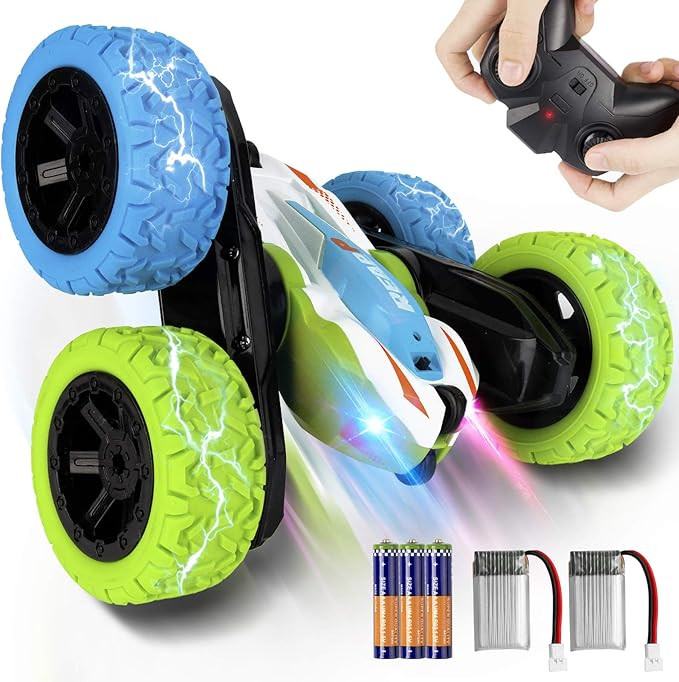 REAPP Remote Control Car for Kids, 2.4 GHz 4WD RC Stunt Car with Headlights, Double Sided 360 Deg... | Amazon (US)