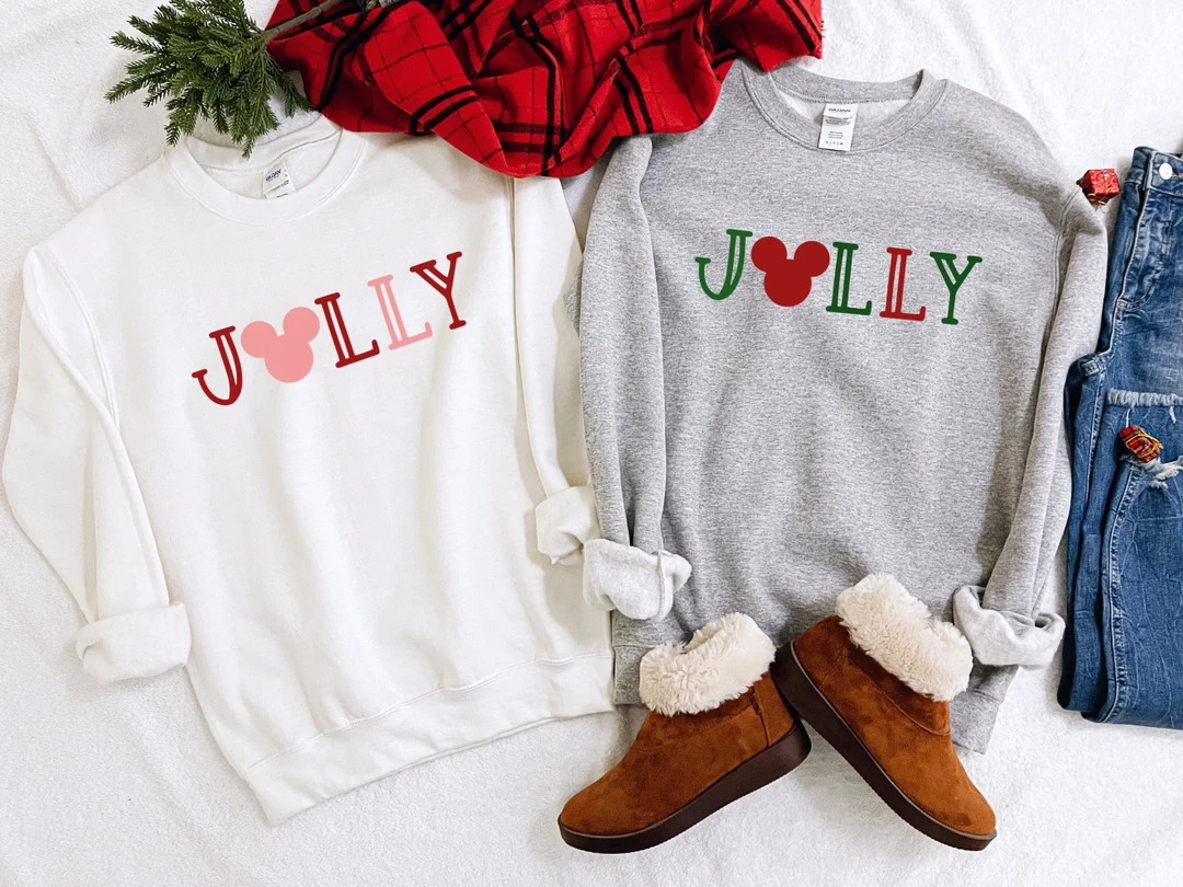Jolly Mickey Tshirt/sweatshirt || Comfort Colors, Disney Holiday Shirt, Disney Shirt, Disneyland,... | Etsy (US)