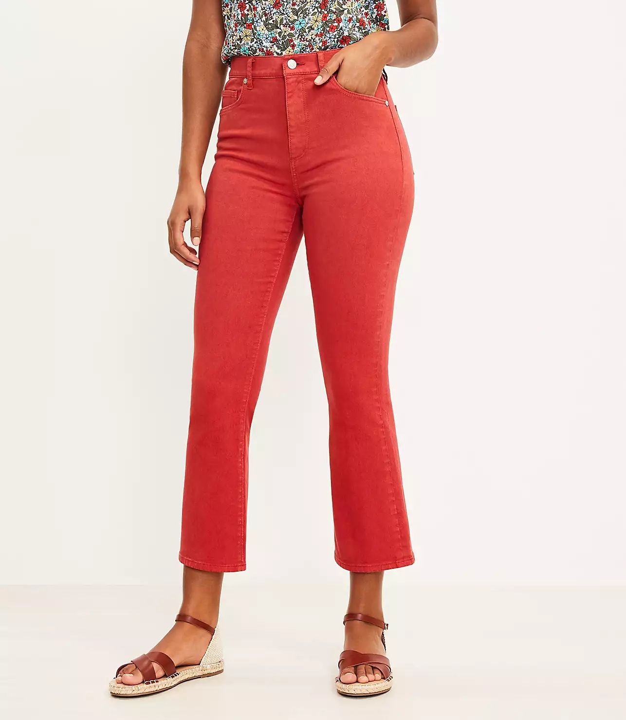 High Rise Kick Crop Jeans in Spicy Orange | LOFT