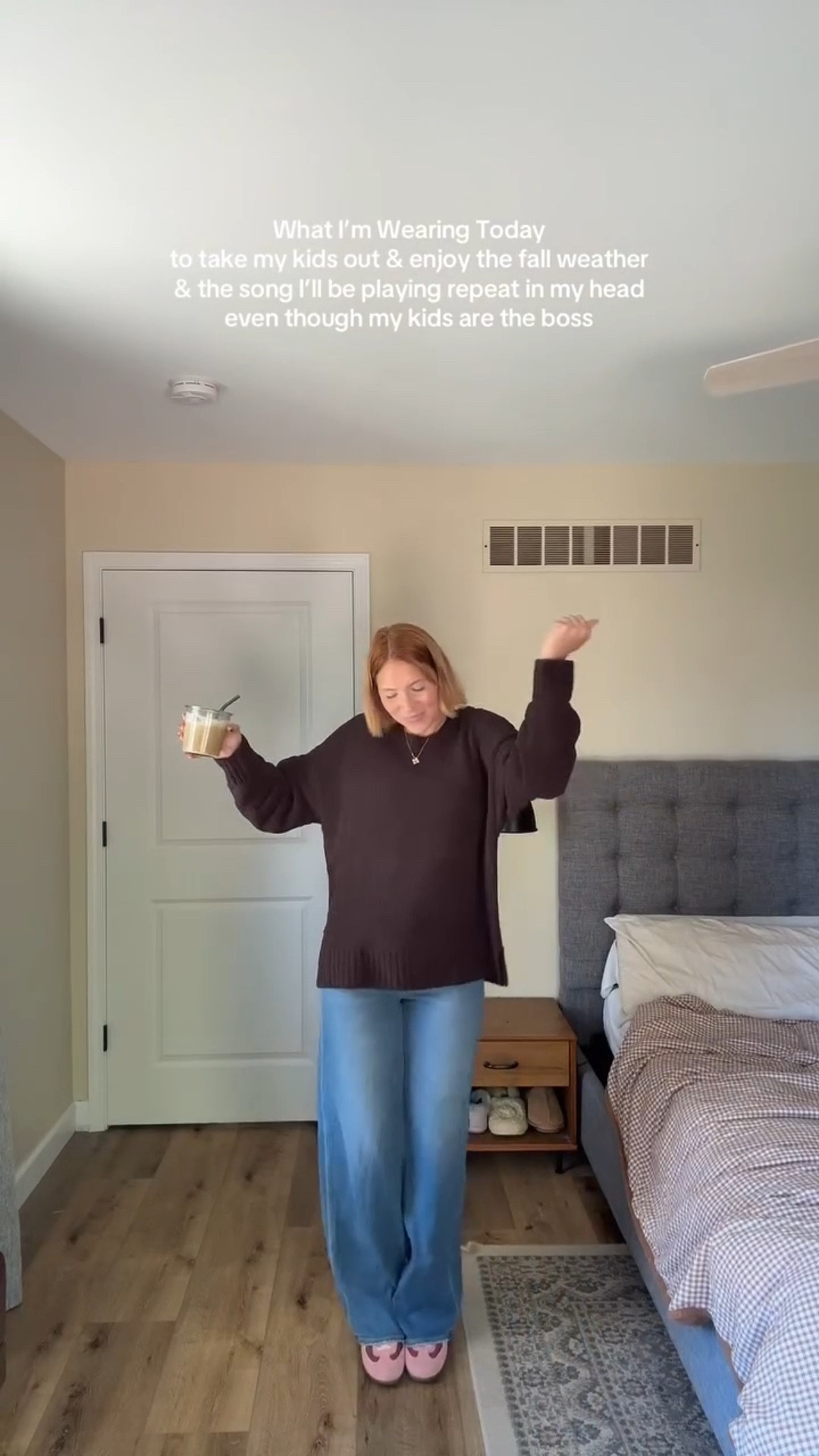 Ya idc this song slaps #ootd #whatimwearing #momootd #momhumor #cozyseason sweater & tank Jeans Eagle Shoes Edelman Watch Connects