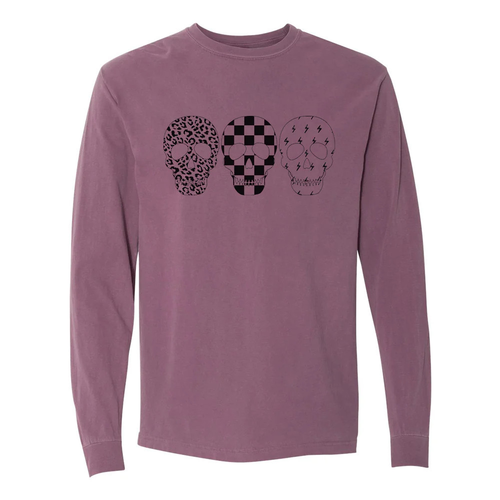 'Skulls' Comfort Colors Long Sleeve T-Shirt | United Monograms
