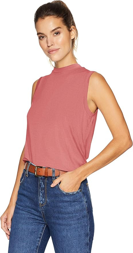 Amazon Brand - Daily Ritual Women's Relaxed Fit Jersey Sleeveless Mock-Neck Shirt | Amazon (US)