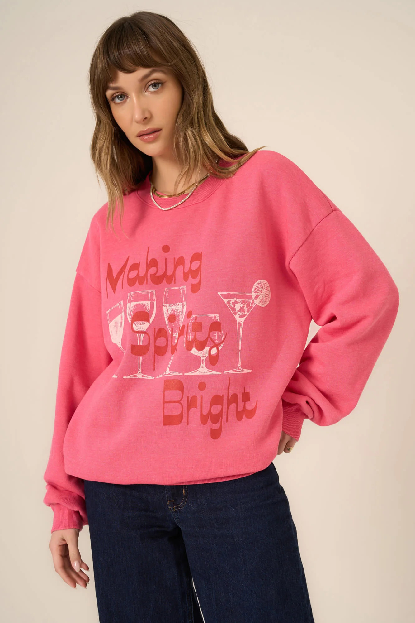 Making Spirits Bright Sweatshirt - Raspberry Blossom | Project Social T