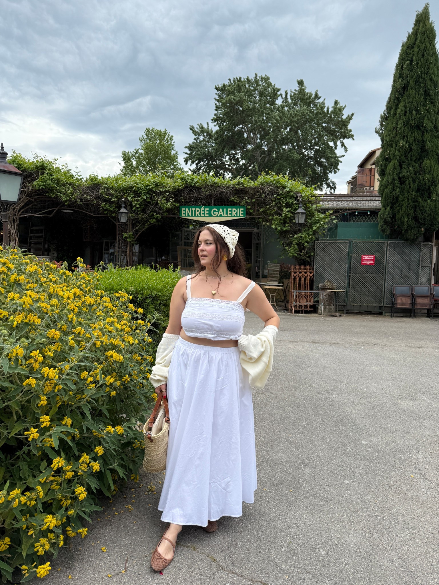 Abercrombie lace crop top size m
Abercrombie maxi white skirt size m
Aritzia shrug size L
Dolce vita raffia flats
Basket bag

#LTKFindsUnder100 #LTKMidsize #LTKStyleTip