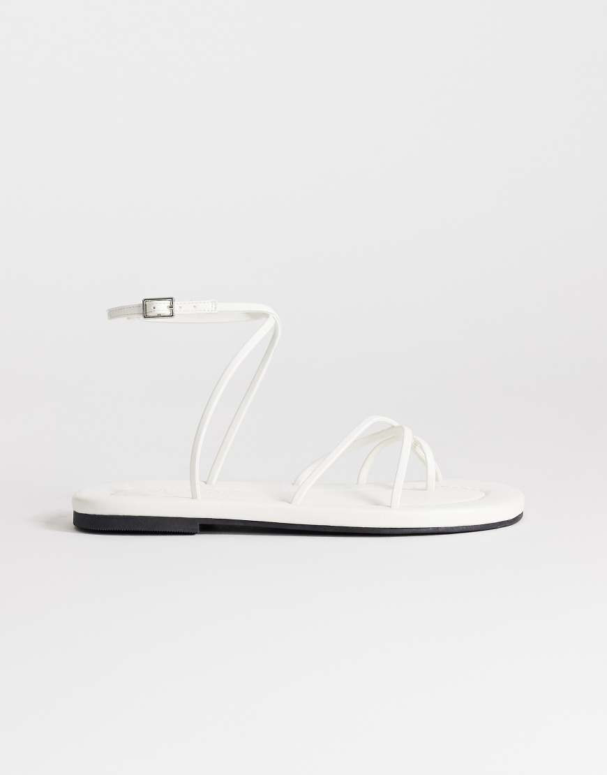 Topshop Emma strappy flat sandal in white | ASOS (Global)