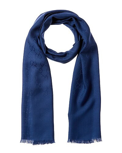 Logo Small Jacquard Wool & Silk-Blend Scarf | Gilt & Gilt City