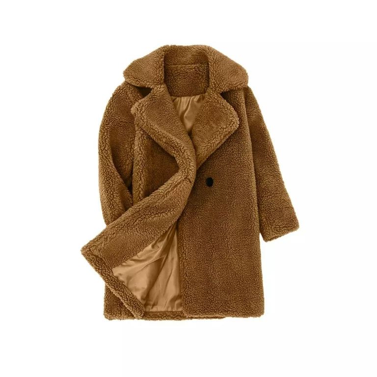 Aoochasliy Coats for Girls Deals Teddy Long Coat Fluffy Faux Fur Trench Jacket Fall Winter Warm O... | Walmart (US)