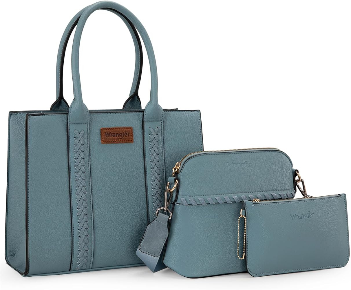 Wrangler 3Pcs Purses for Women Tote Bag Crossbody Handbag Sets with Strap | Amazon (US)